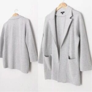 J.Crew‎ 365 Cardigan Blazer Sweater Cotton Marino Wool Womens L Gray Heavy